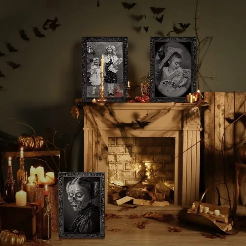 Halloween Decoration Scary Indoor Wall Decor, 3Pack 3D Changing Face Moving Pict - Picture 7 of 7